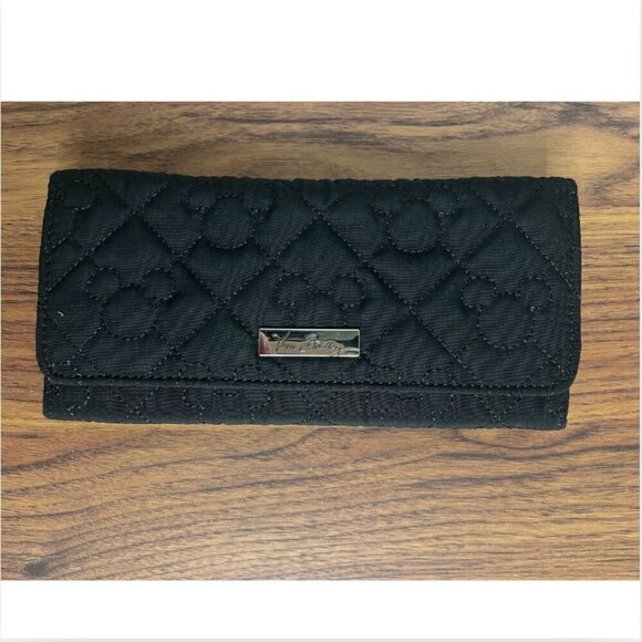 Vera Bradley Handbags - Vera Bradley Black Quilted Hidden Mickey Disney Trifold Wallet Disneyland